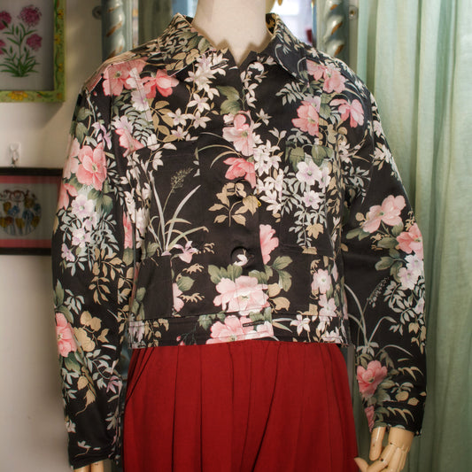 Ava Floral Cropped Jacket by Daffodil And Leek