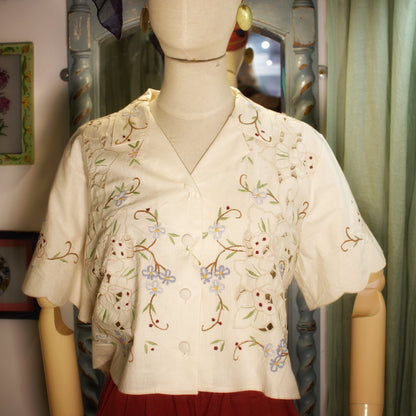 Dytam Shirt Using Embroided Floral Tablecloth by Daffodil And Leek
