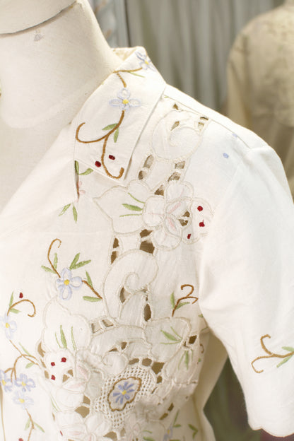 Dytam Shirt Using Embroided Floral Tablecloth by Daffodil And Leek
