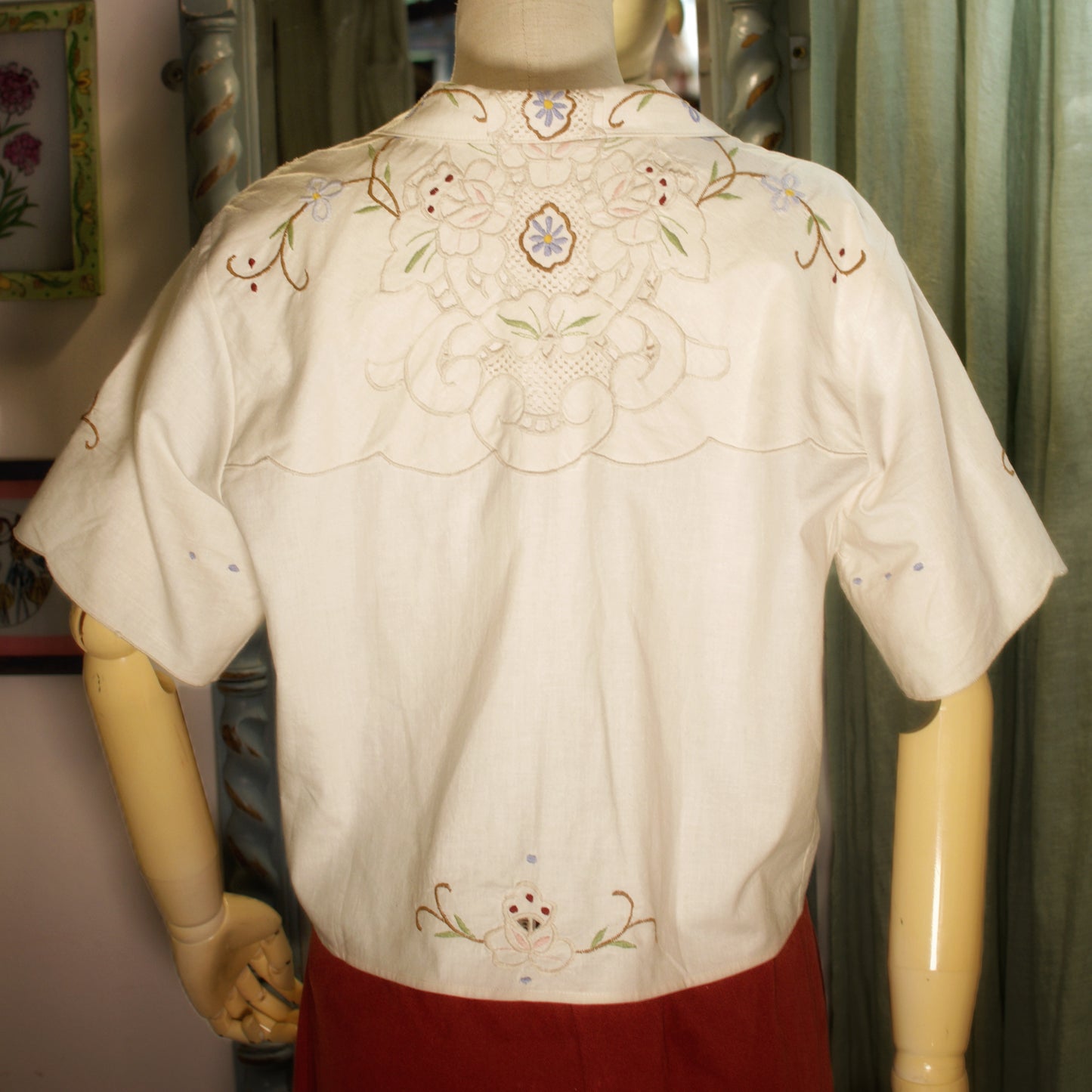 Dytam Shirt Using Embroided Floral Tablecloth by Daffodil And Leek