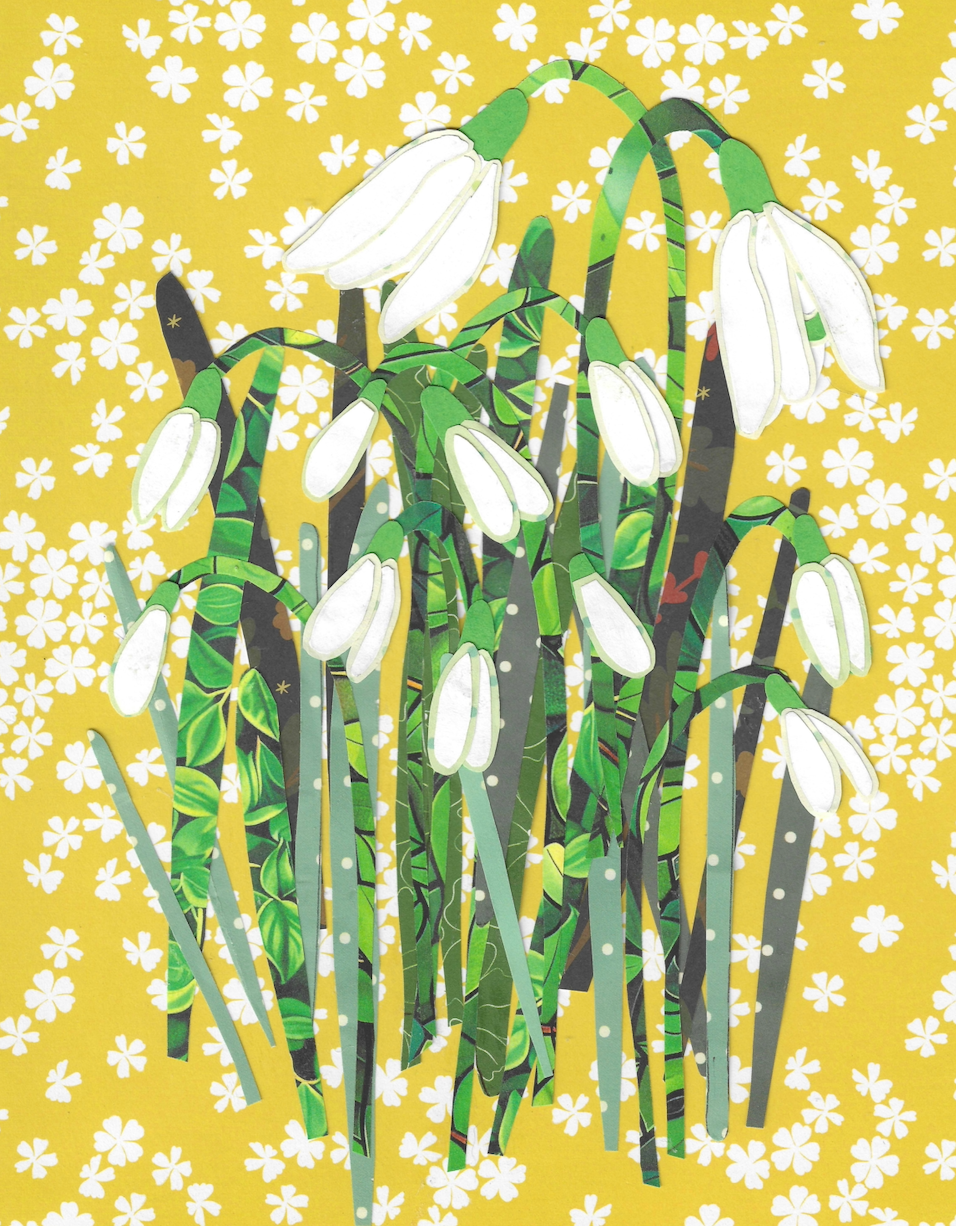 Snowdrops Collage Print by The Spring House Crafts