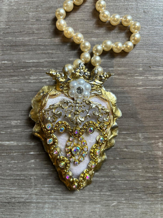 Sacred Heart Pearl Necklace by Jan Cooper