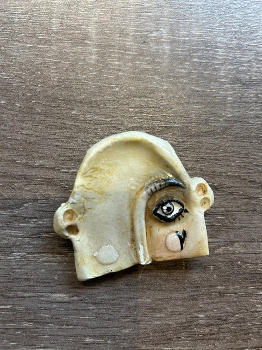 Ceramic Eye Face Brooch by Jan Cooper