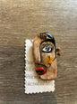 Ceramic Face Brooch Moustache by Jan Cooper