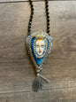 Sacred Blue Heart Faux Pearl Necklace by Jan Cooper
