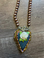 Sacred Blue Rose Heart Faux Pearl Necklace by Jan Cooper