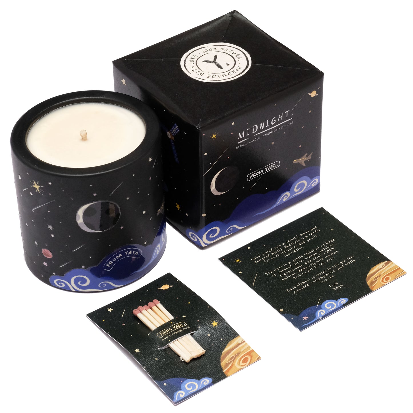 Midnight - Natural Essential Oil Candle, 40 hrs by Yaya Candles