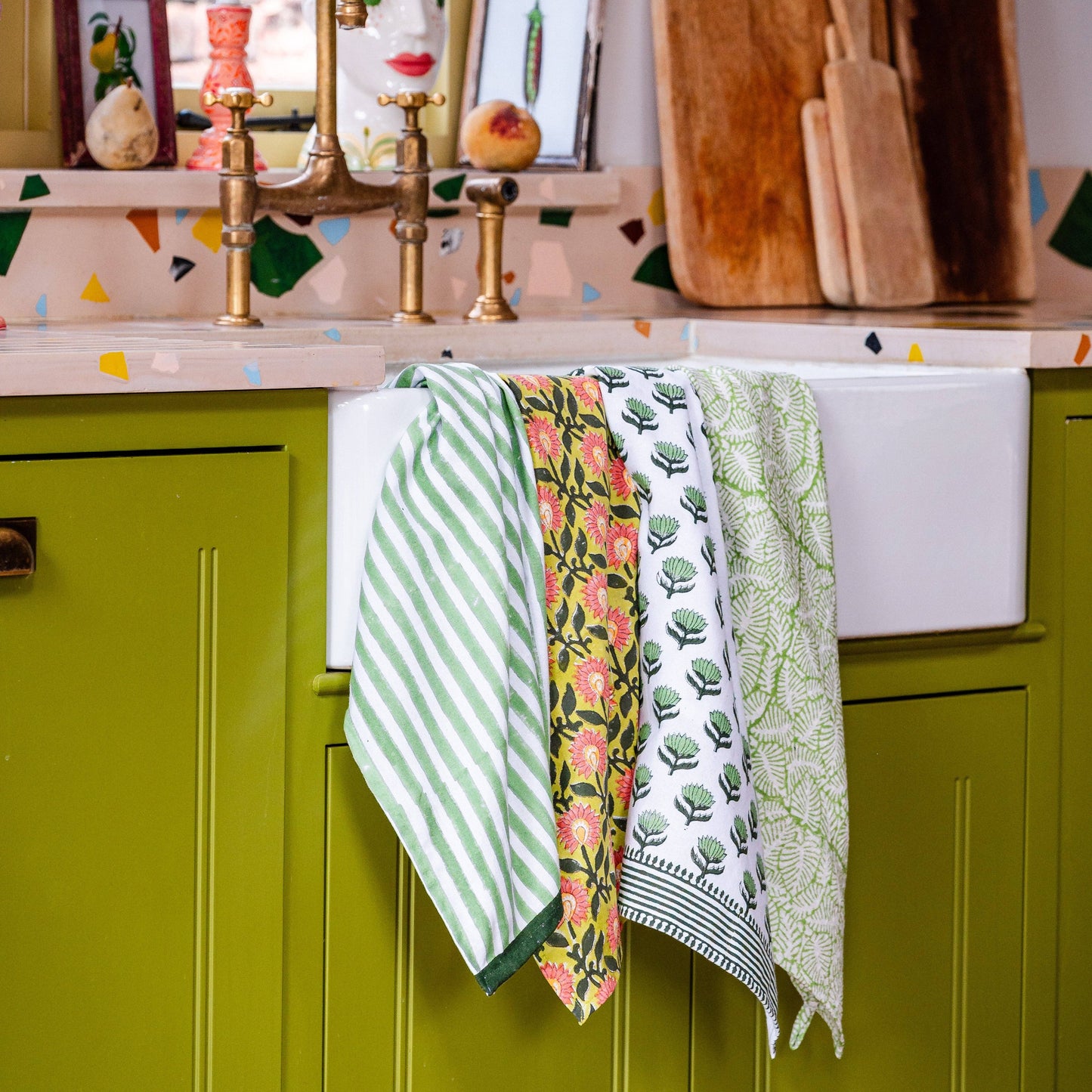 Constance & Denny - PRESSED PETALS AMBER tea towel