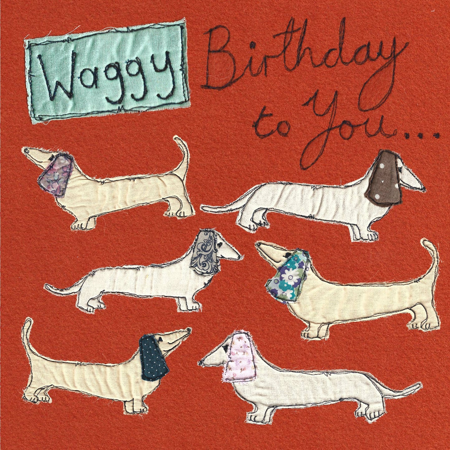 Waggy Birthday Greetings Card - by Poppy Treffry