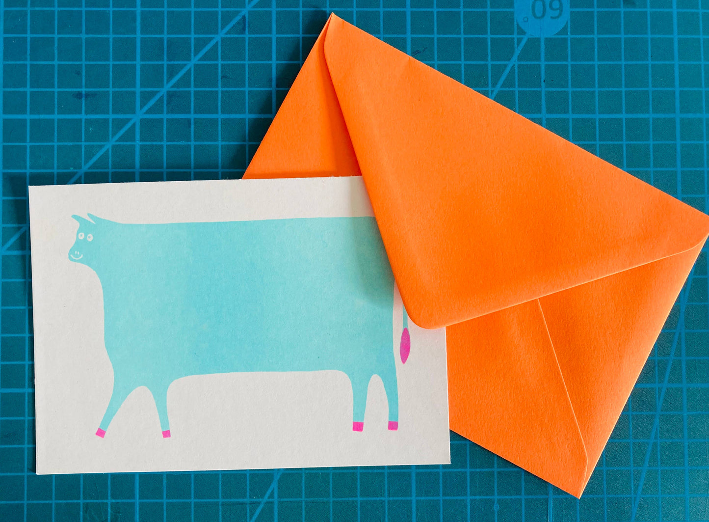 Riso Greetings Card - Cow - by Strangford
