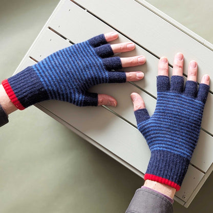 Unisex Lambswool Fingerless Gloves - Rust - by Catherine Tough