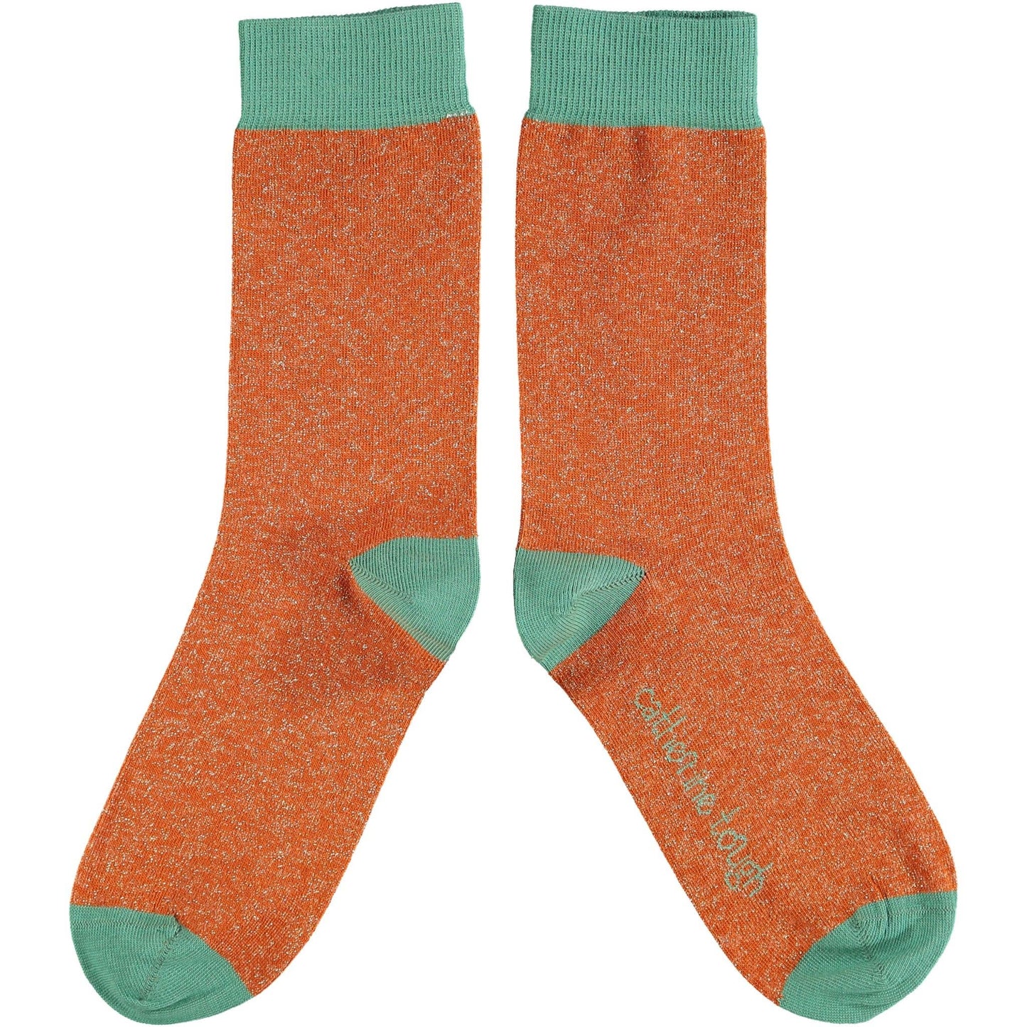 Women's Organic Glittery Cotton Crew Sock - Rust - by Catherine Tough