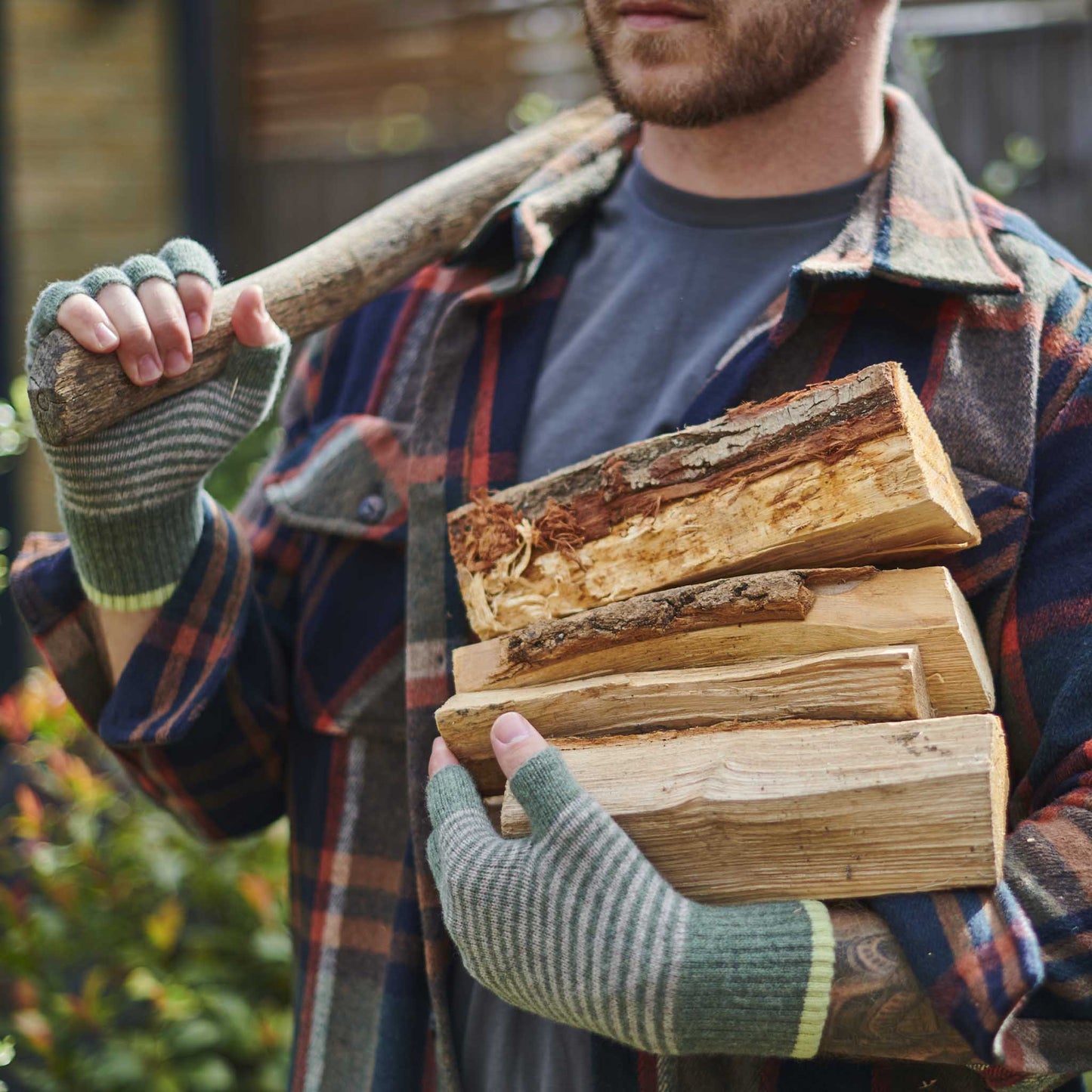 Unisex Lambswool Fingerless Gloves - Rust - by Catherine Tough