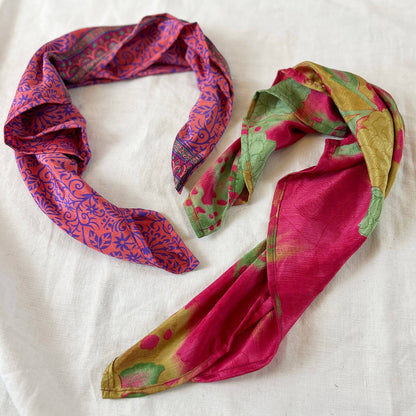 AURA QUE - MOHINI Recycled Sari Fabric Scarf Square 55cm