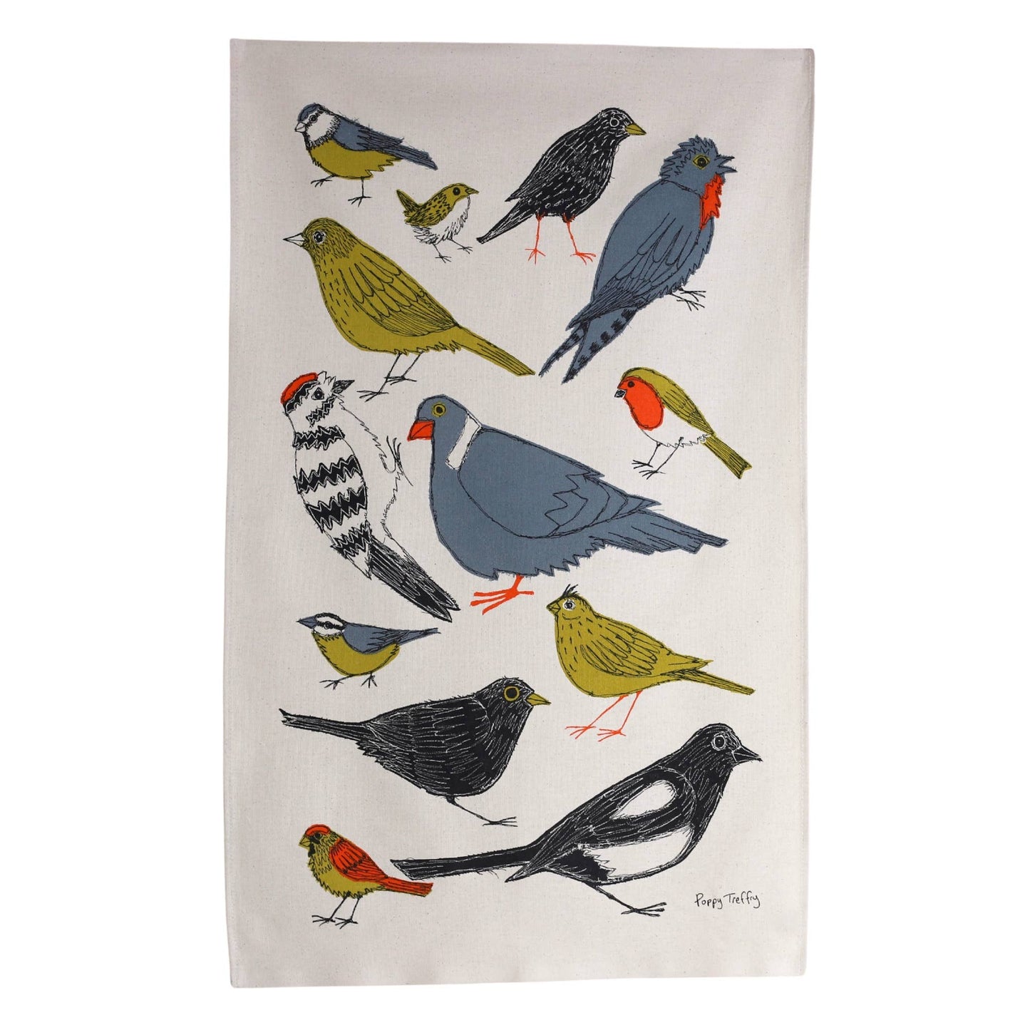 Garden Birds Tea Towel - by Poppy Treffry