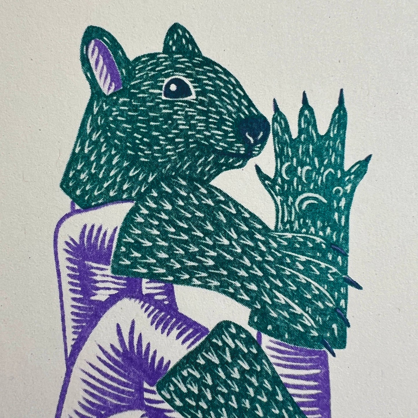 'Squirrel Fingers' - A5 Riso Print - by Strangford