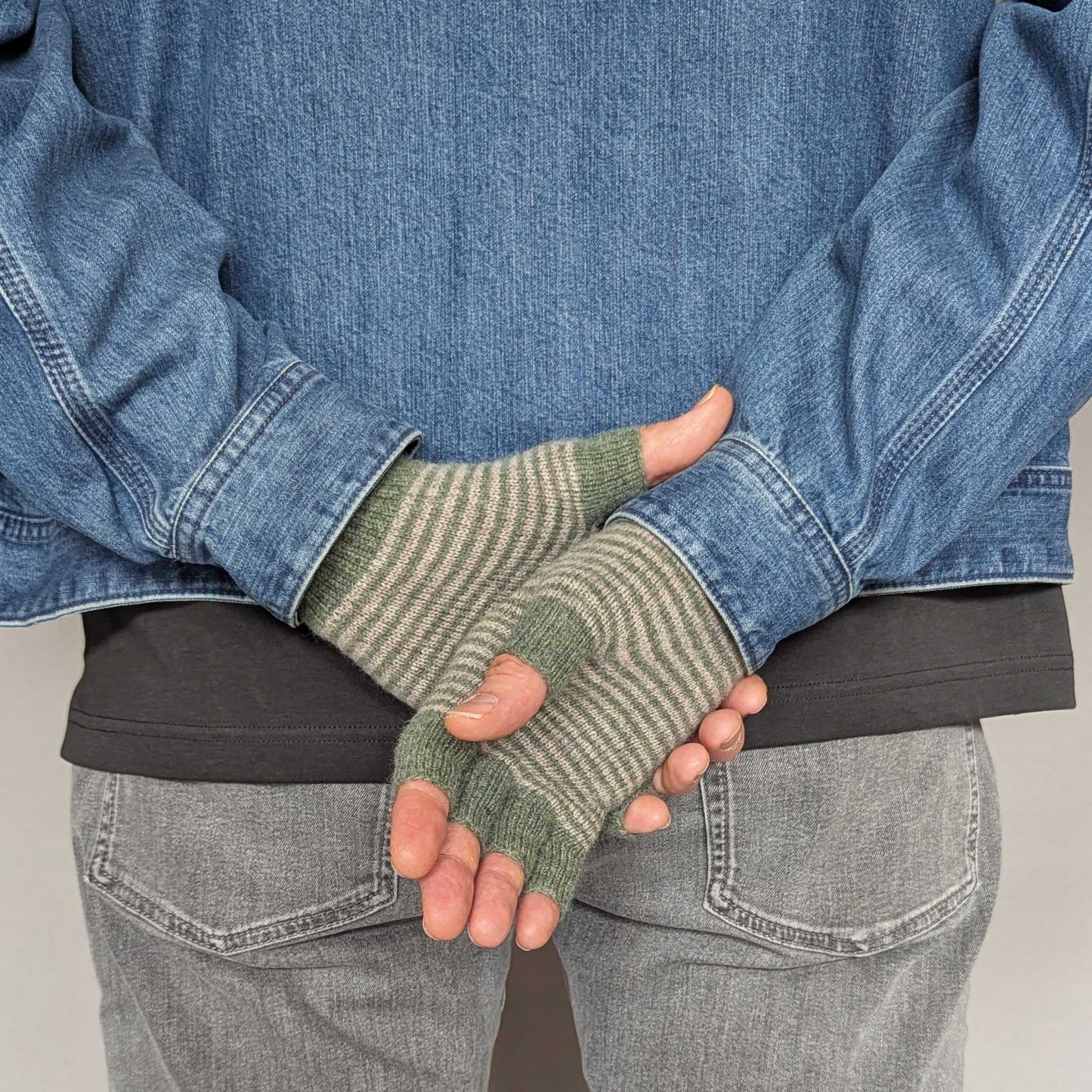 Unisex Lambswool Fingerless Gloves - Rust - by Catherine Tough
