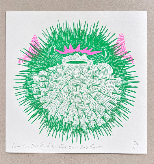 Come And Have Fugu If You Think You’re Hard Enough - Print - by Strangford