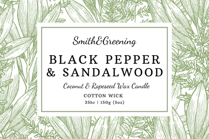 Black Pepper & Sandalwood Candle: Small - by Smith & Greening