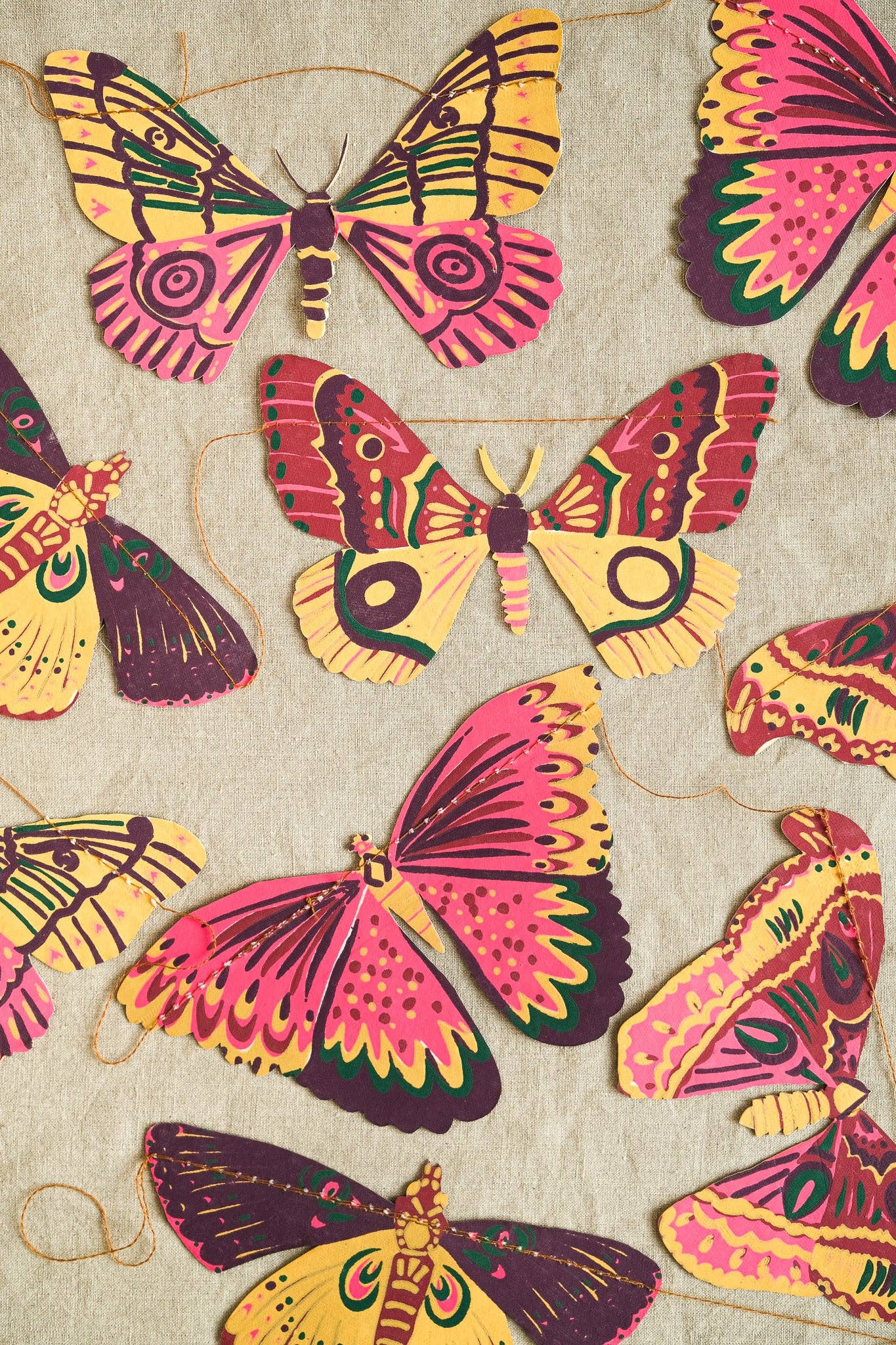 Colourful Butterflies Sewn Garland - by East End Press