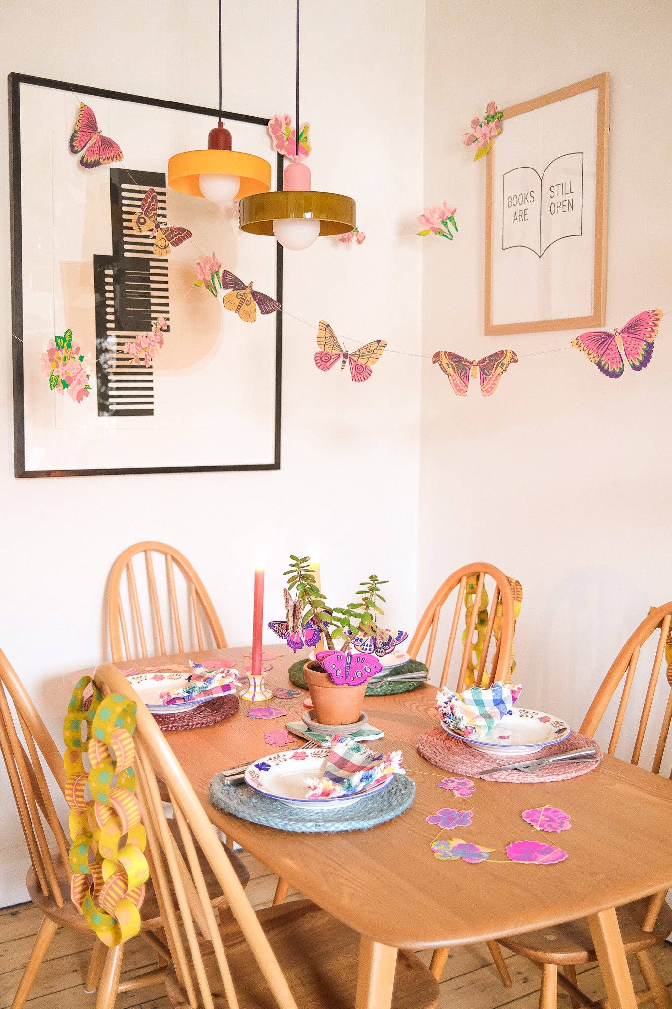 Colourful Butterflies Sewn Garland - by East End Press