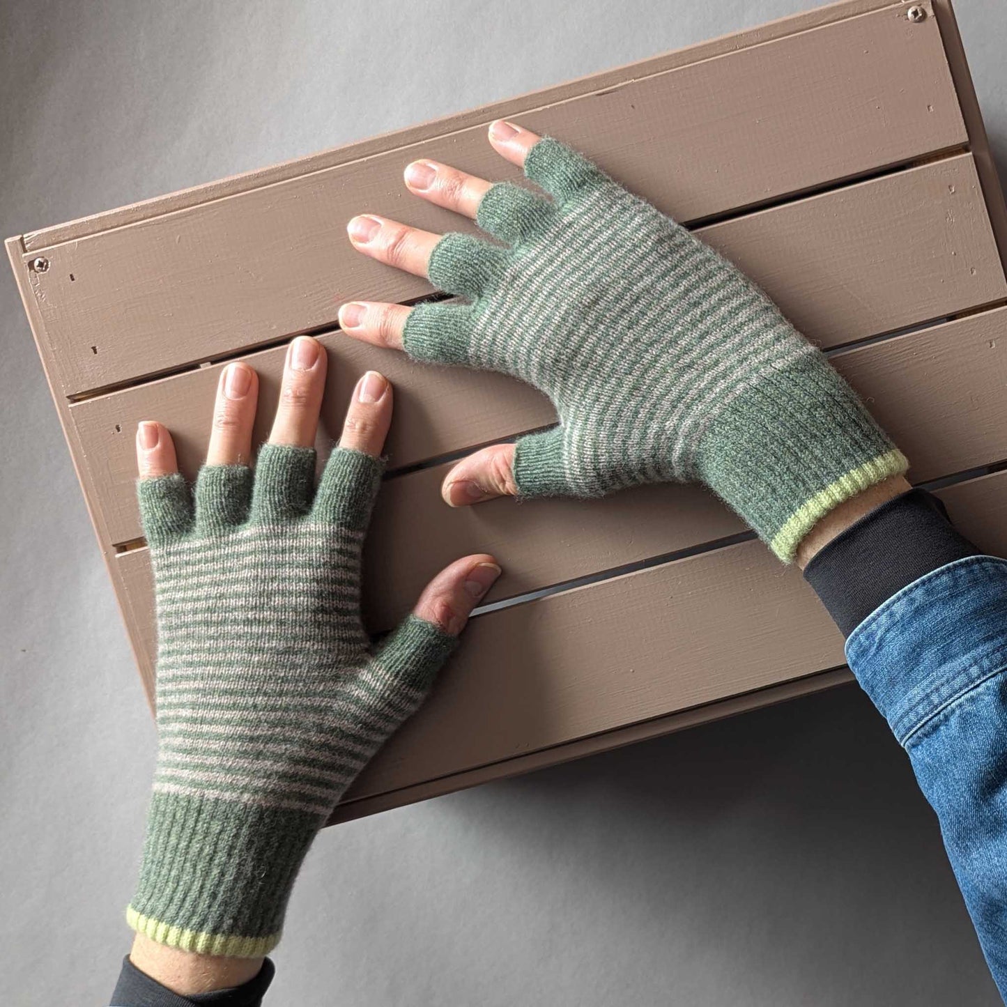 Unisex Lambswool Fingerless Gloves - Rust - by Catherine Tough