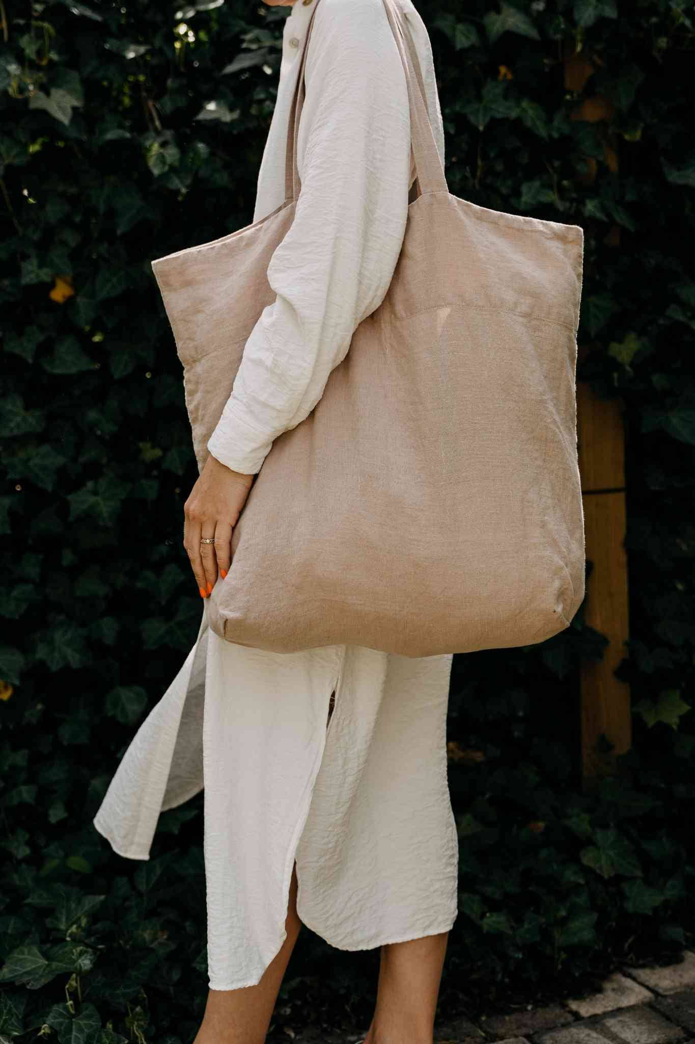 Large Linen Tote Bag - by OMOM