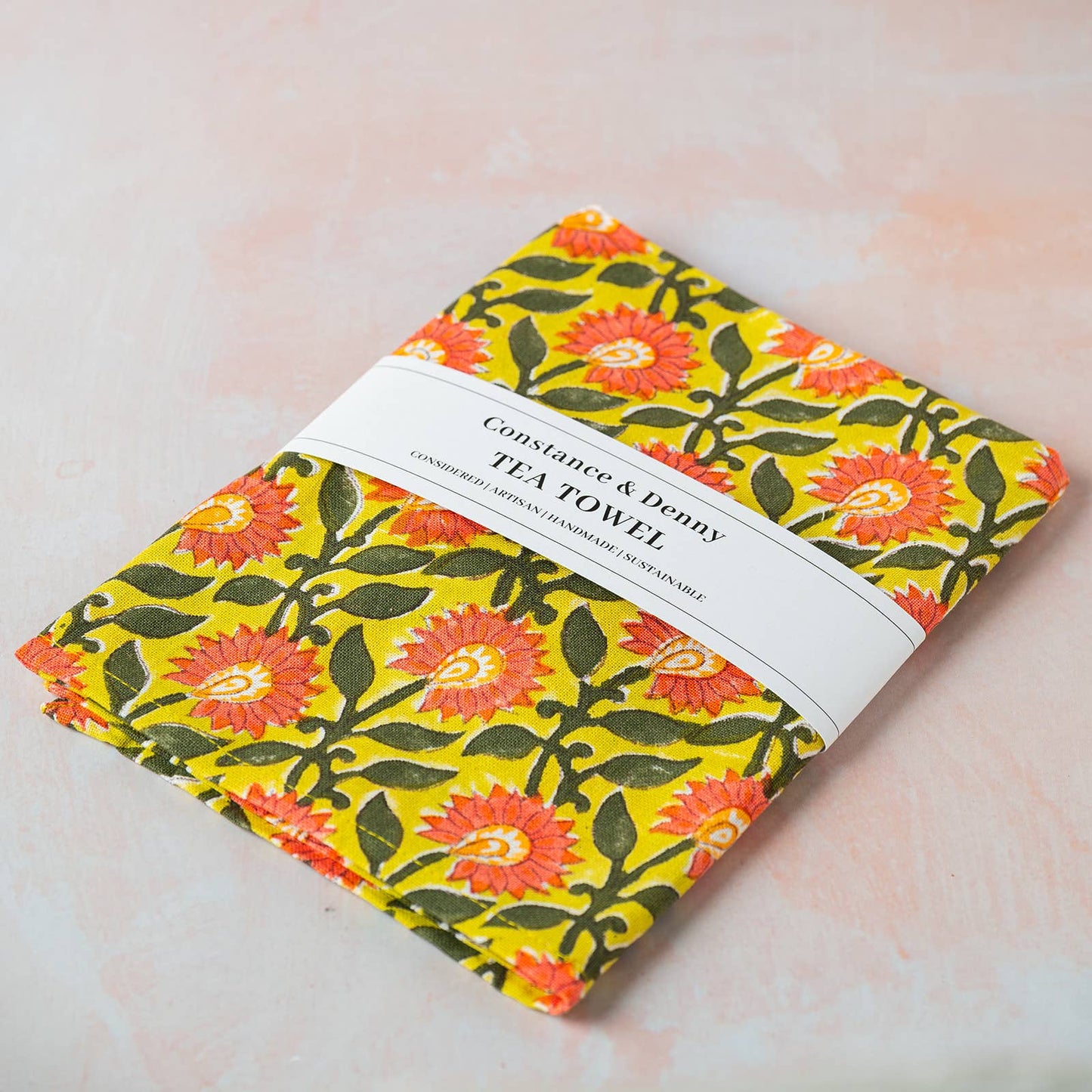 Constance & Denny - PRESSED PETALS AMBER tea towel