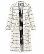 Vera White Kente Long Trench Coat with Rhinestones and Batik Lining by Nyny Ryke